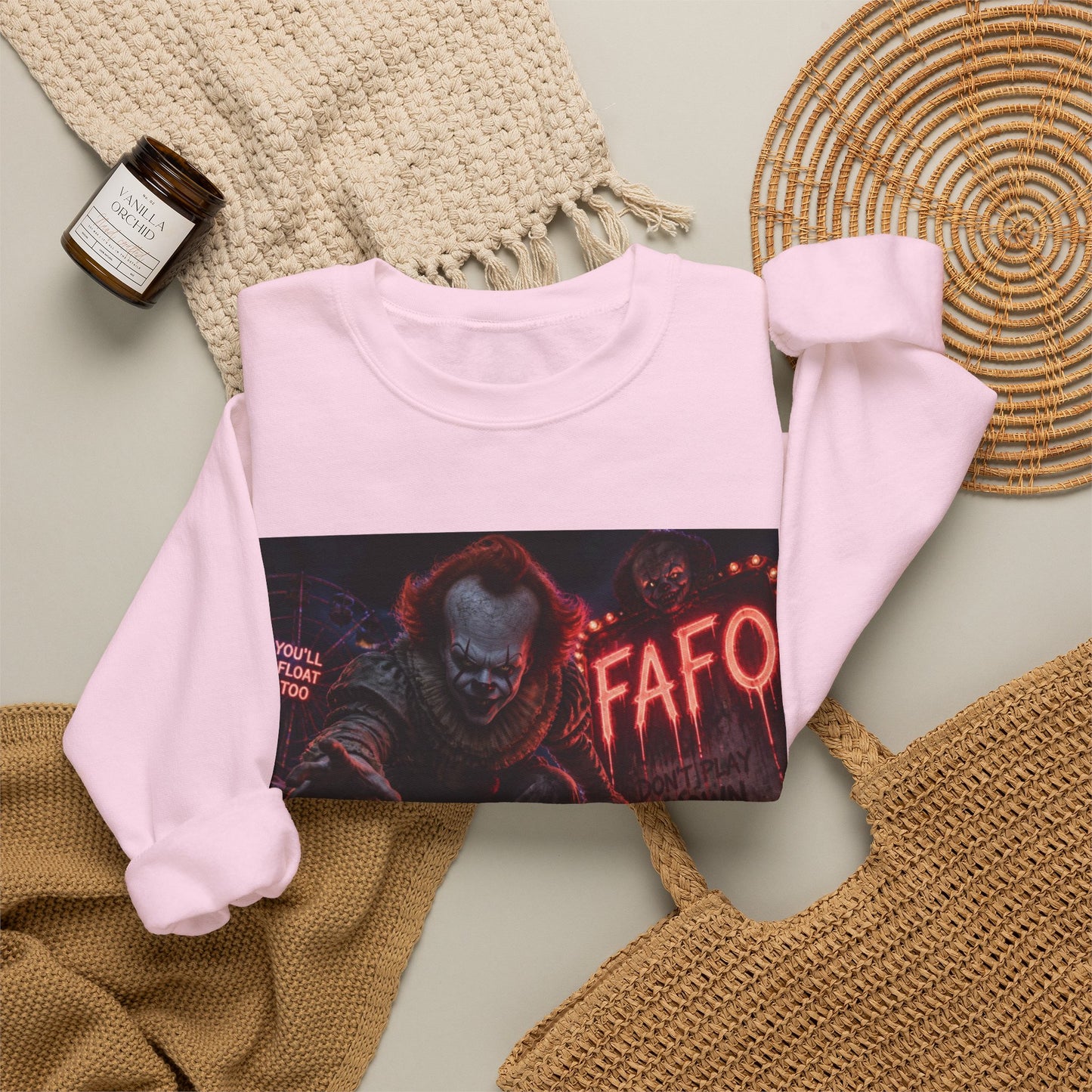 Horror Clown Crewneck Sweatshirt — 'The FAFO Society' Graphic
