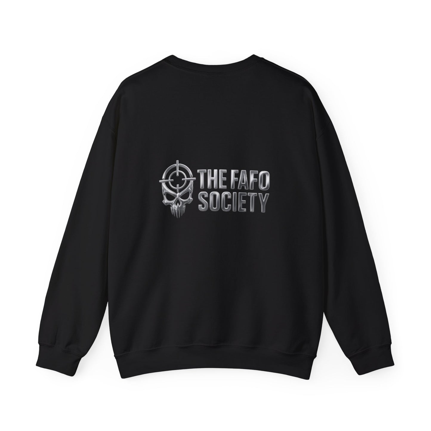Bunny Soldier Crewneck Sweatshirt — Blue Cartoon Bunny with Rifle (The FAFO Society)