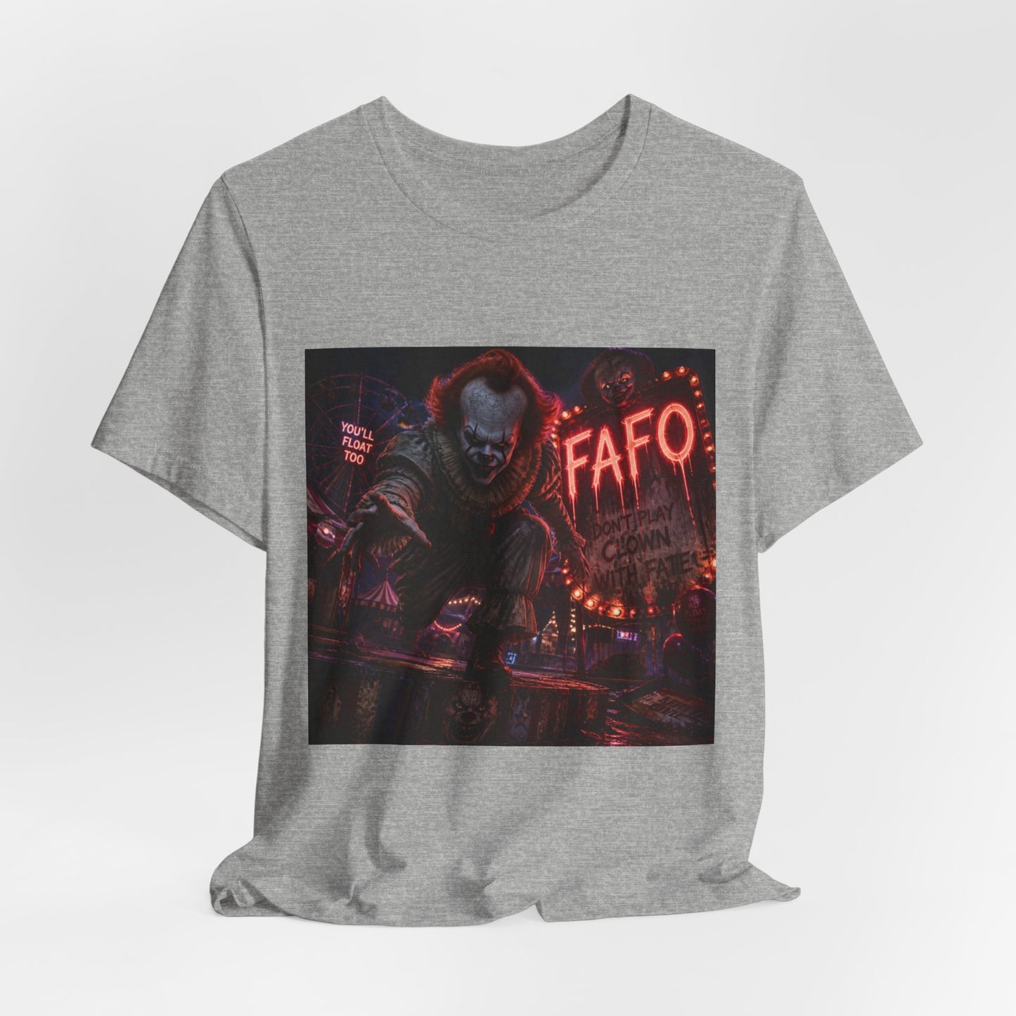 Horror Clown Graphic Tee – FAFO Neon Scare Short Sleeve T-Shirt