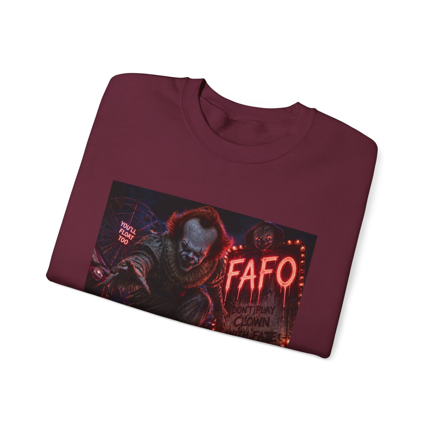 Creepy Clown "FAFO" Crewneck Sweatshirt — The FAFO Society Graphic
