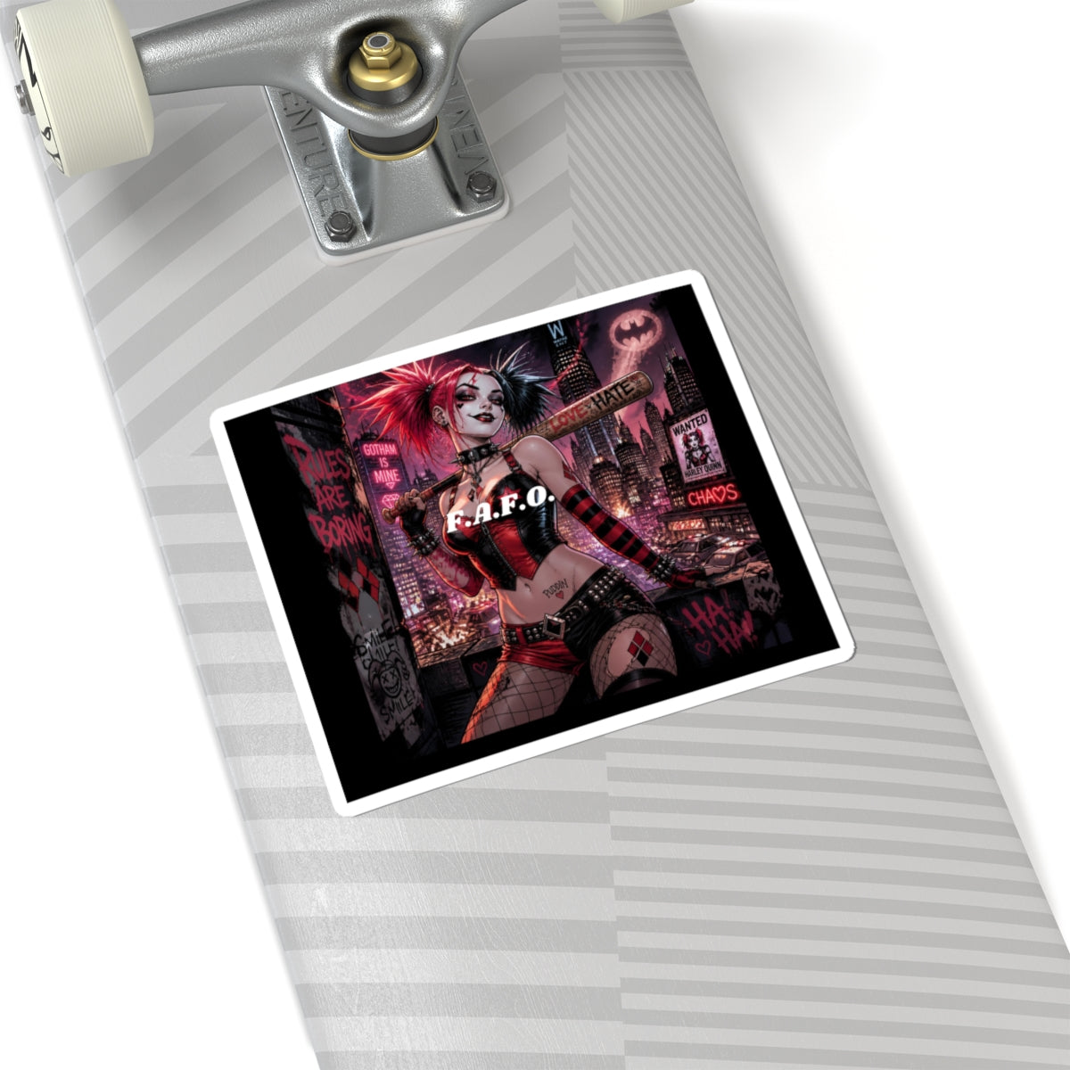Harley-Inspired Gothic Punk Sticker — 'F.A.F.O.' Kiss-Cut Decal