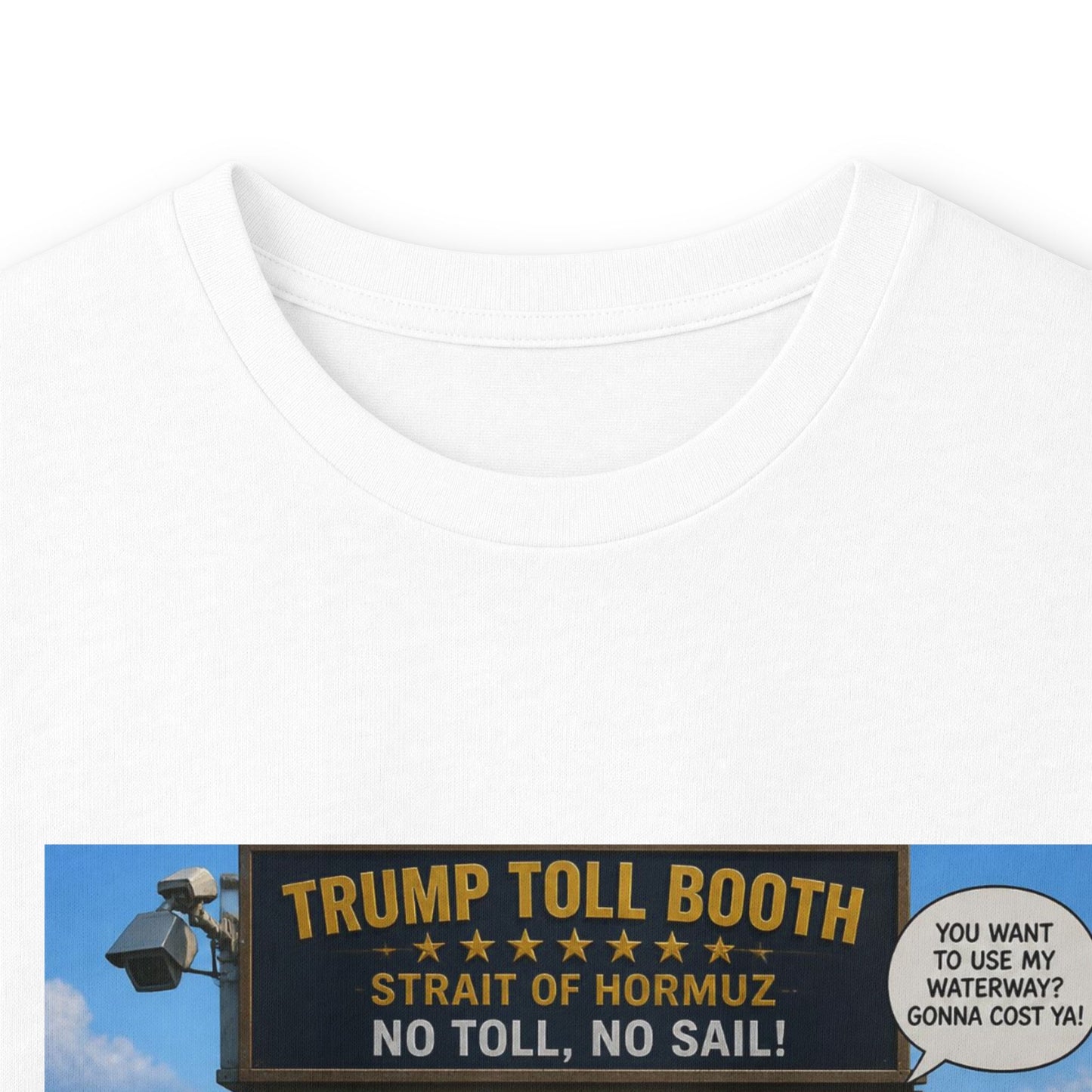 Long Sleeve Tee — Retro Arcade Collage "Trump Toll Booth" Design