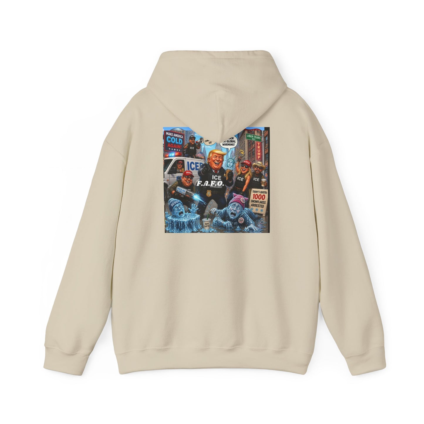 Political Collage Hoodie — Vintage Protest Pop-Art Sweatshirt (ICE, MAGA, 2020s)