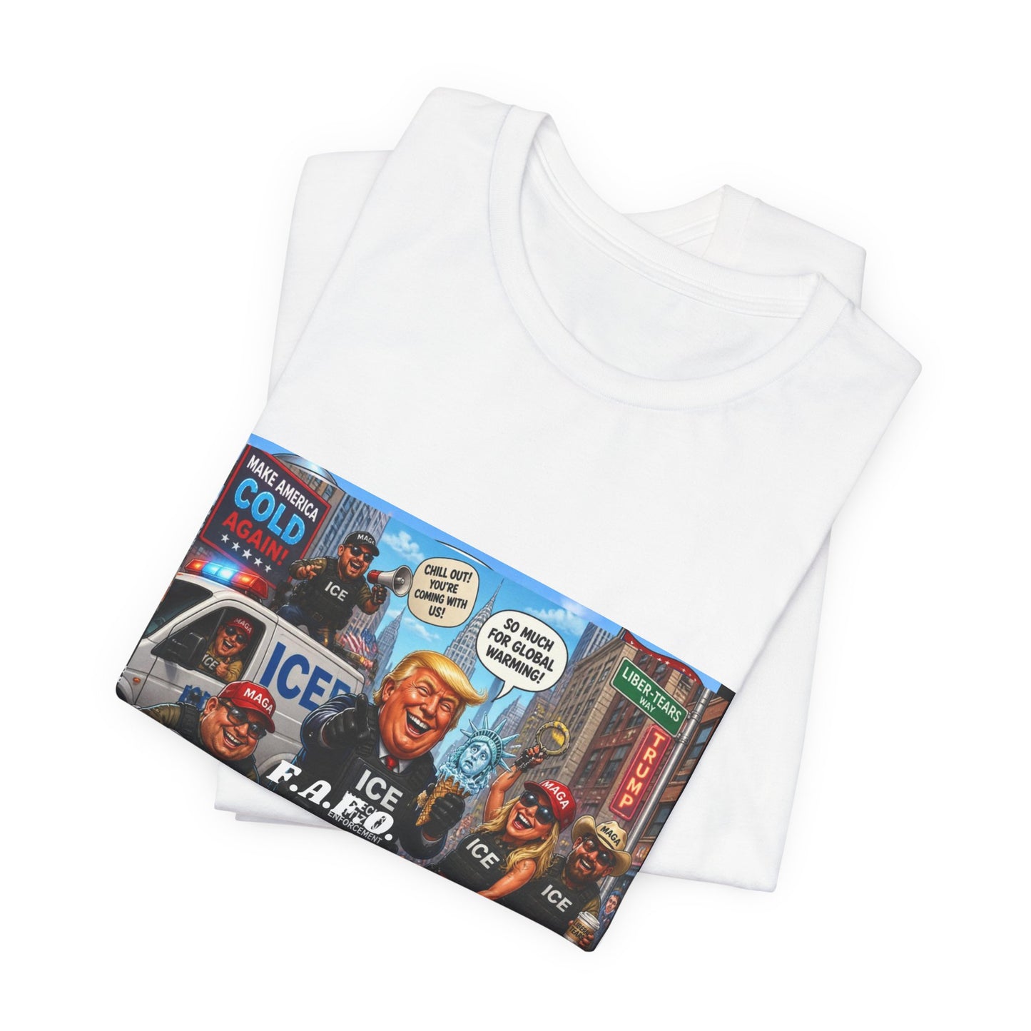 Political Satire T‑Shirt — ICE F.A.F.O. Collage Graphic Tee