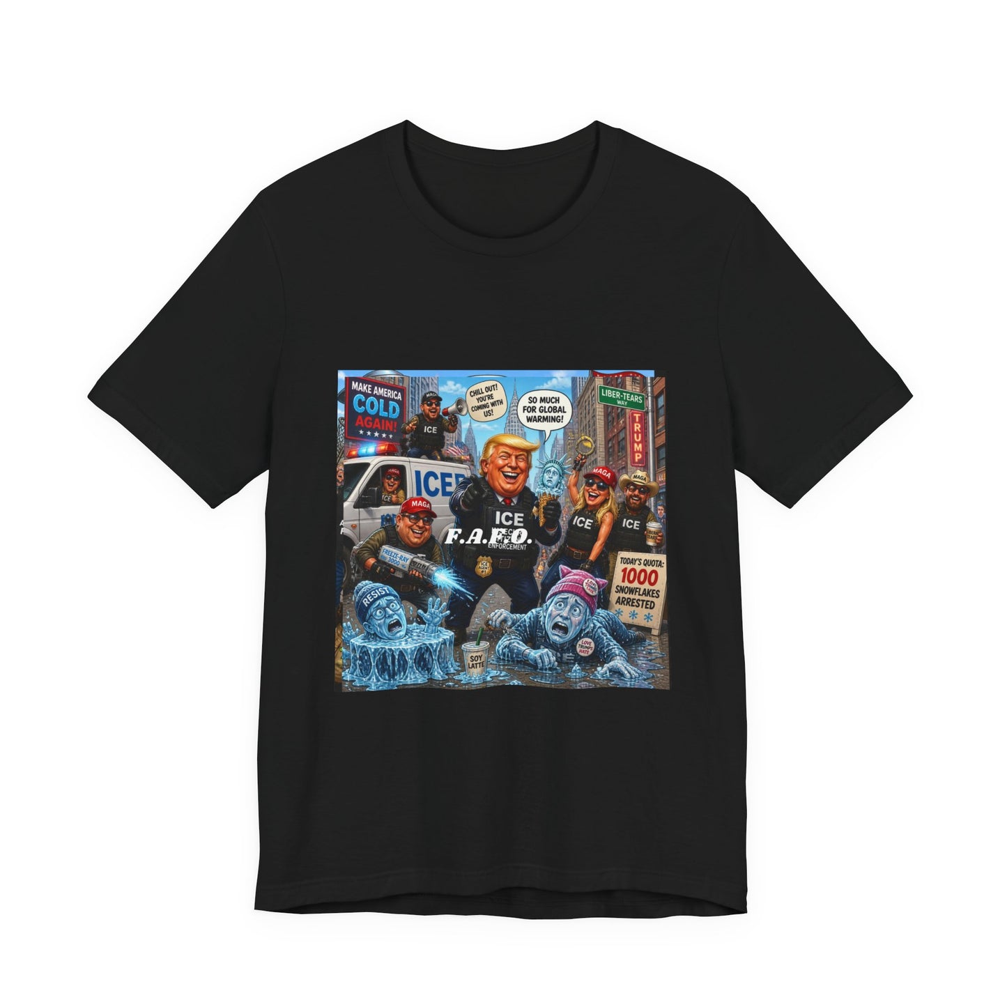 Political Satire T‑Shirt — ICE F.A.F.O. Collage Graphic Tee