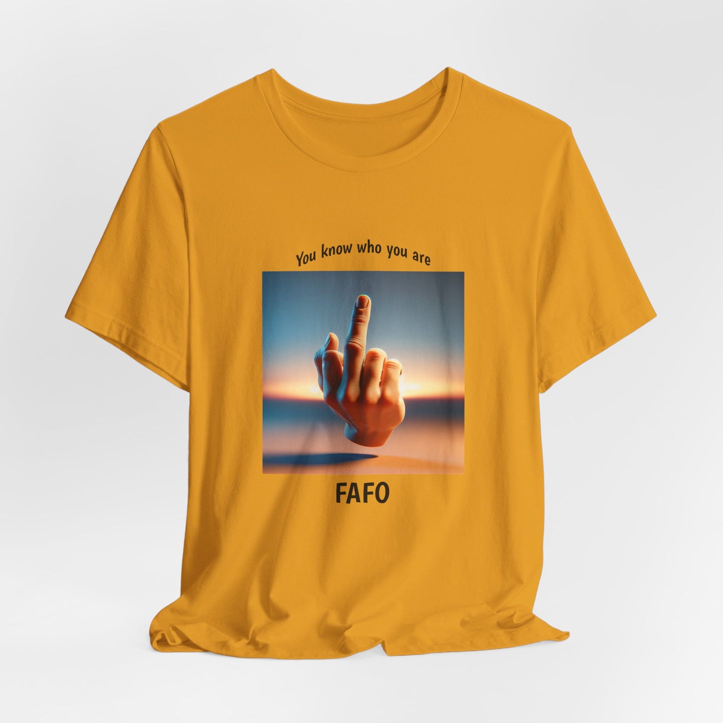Sunset Middle Finger Graphic Tee – 'FAHO' Casual Statement T-Shirt