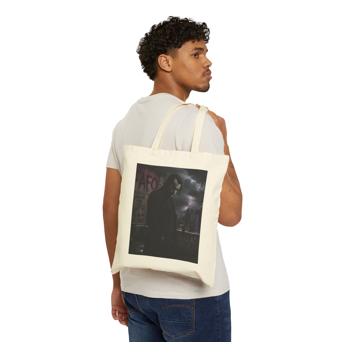 Noir Night Cotton Canvas Tote — Moody Urban Photo Tote Bag