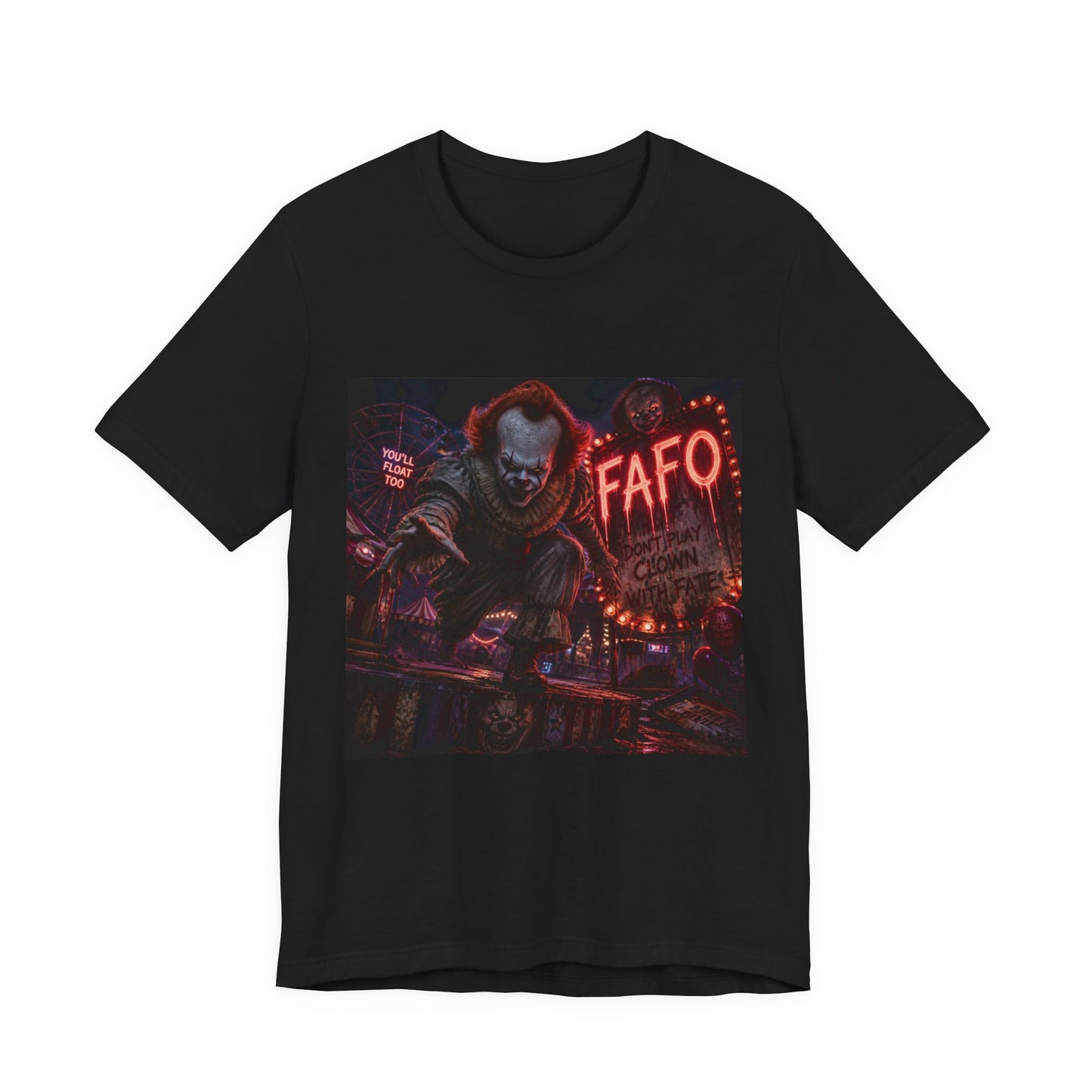 Horror Clown Graphic Tee – FAFO Neon Scare Short Sleeve T-Shirt