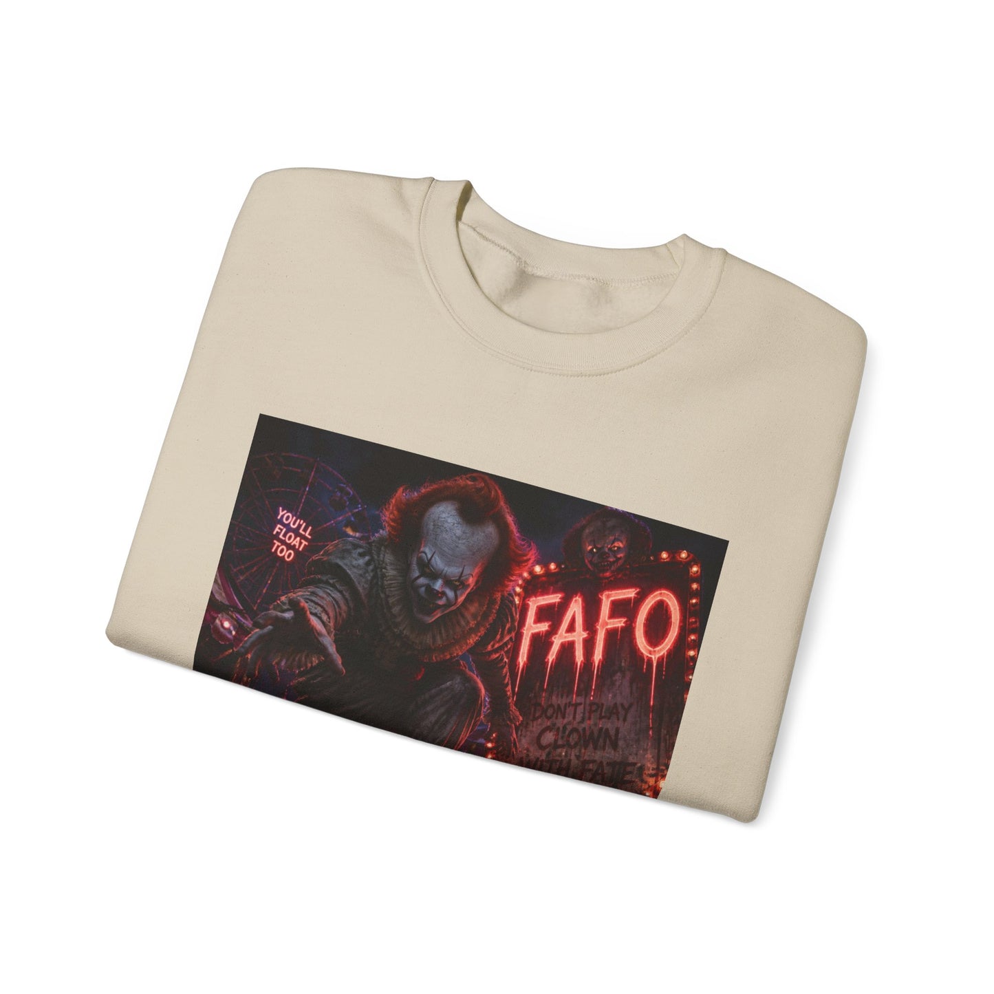 Creepy Clown "FAFO" Crewneck Sweatshirt — The FAFO Society Graphic