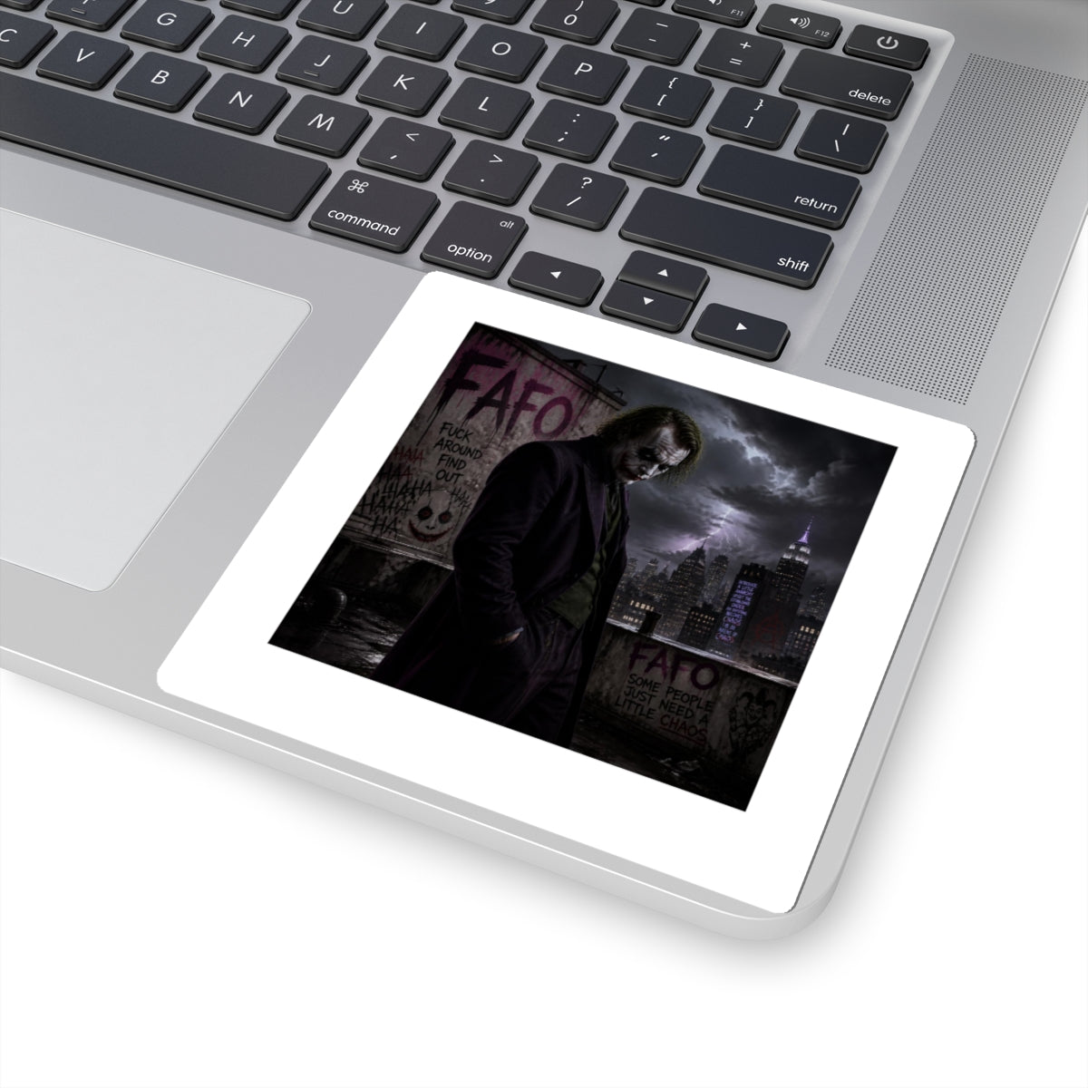 Joker Dark City Kiss-Cut Sticker – Gothic Villain Skull Graffiti Decal