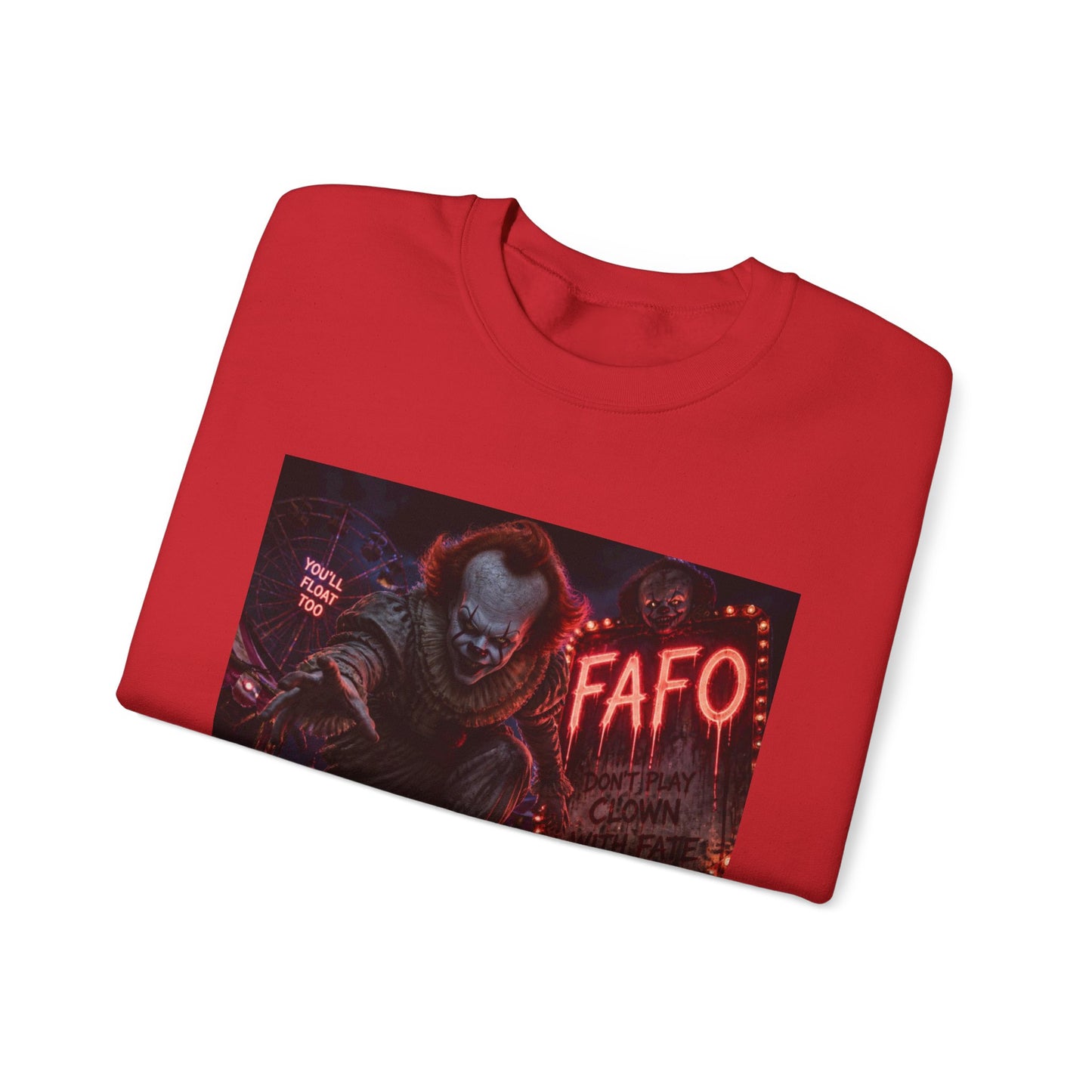 Creepy Clown "FAFO" Crewneck Sweatshirt — The FAFO Society Graphic