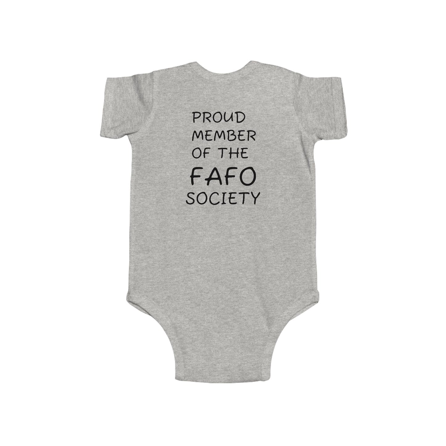Infant Bodysuit — "Proud Member of the FAFO Society" Cute Baby Onesie with Vintage Camper Graphic