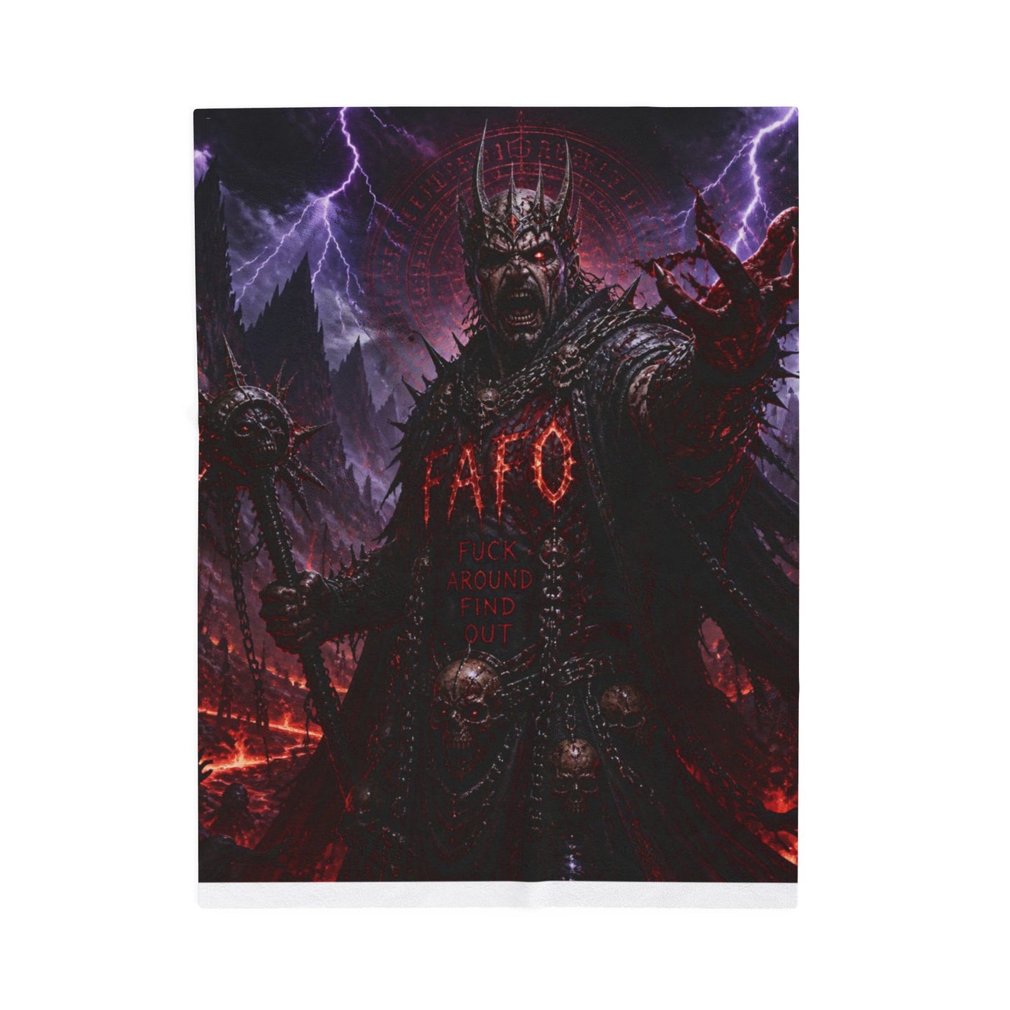 Demonic King Velveteen Plush Blanket — Dark Fantasy Goth Throw